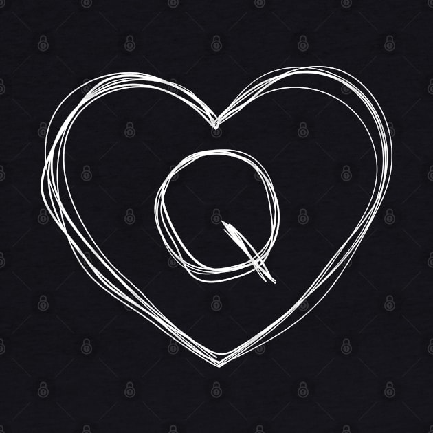 Letter Q with heart frame in lineart style by KondeHipe